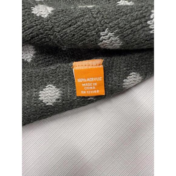 Tallia Scarf Mens Gray Green Polka Dot Fringe Knit Acrylic Orange Accents - Picture 3 of 6